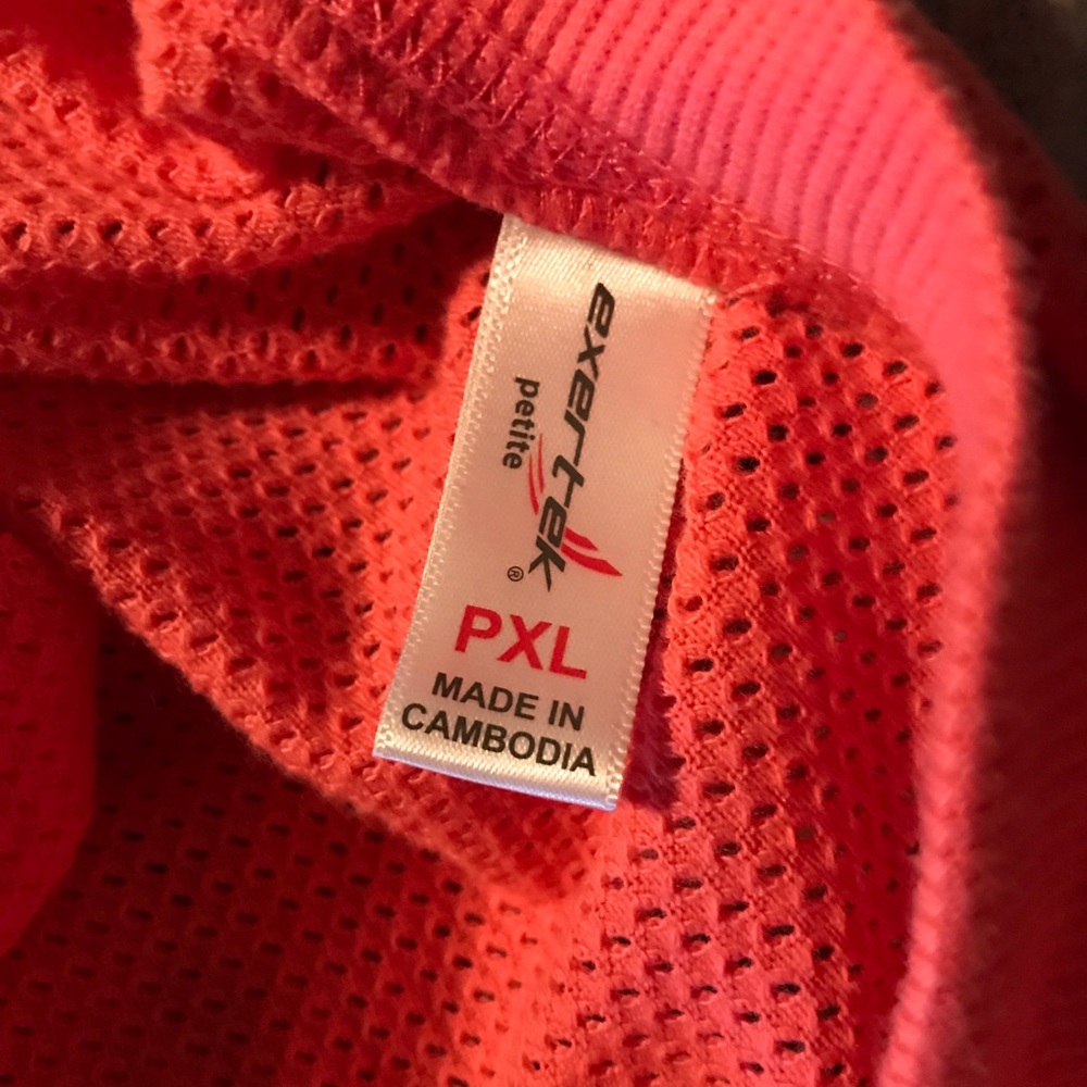 Exertek Pink peach 3/4 sleeve mesh V-neck top petite XL - Picture 6 of 6